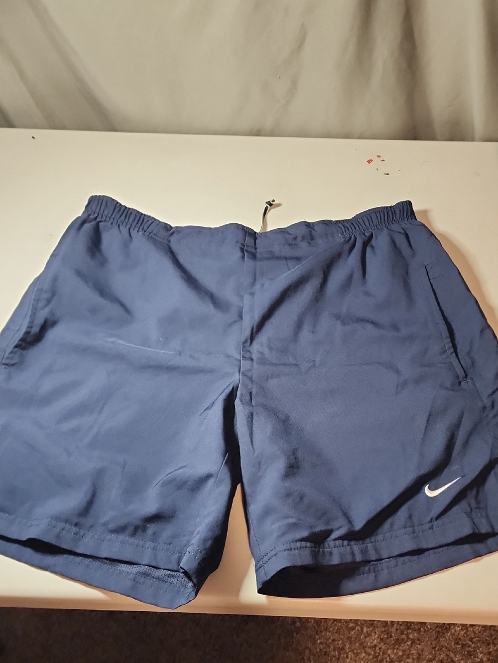 Nike Men’s/Womens Dark Blue Athletic Shorts with White Swoosh